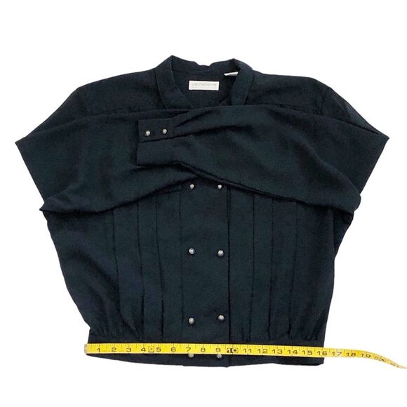 Liz Claiborne Vintage 80s Women’s Black Sheer Double Breasted Blouse Size 10 - Picture 7 of 11